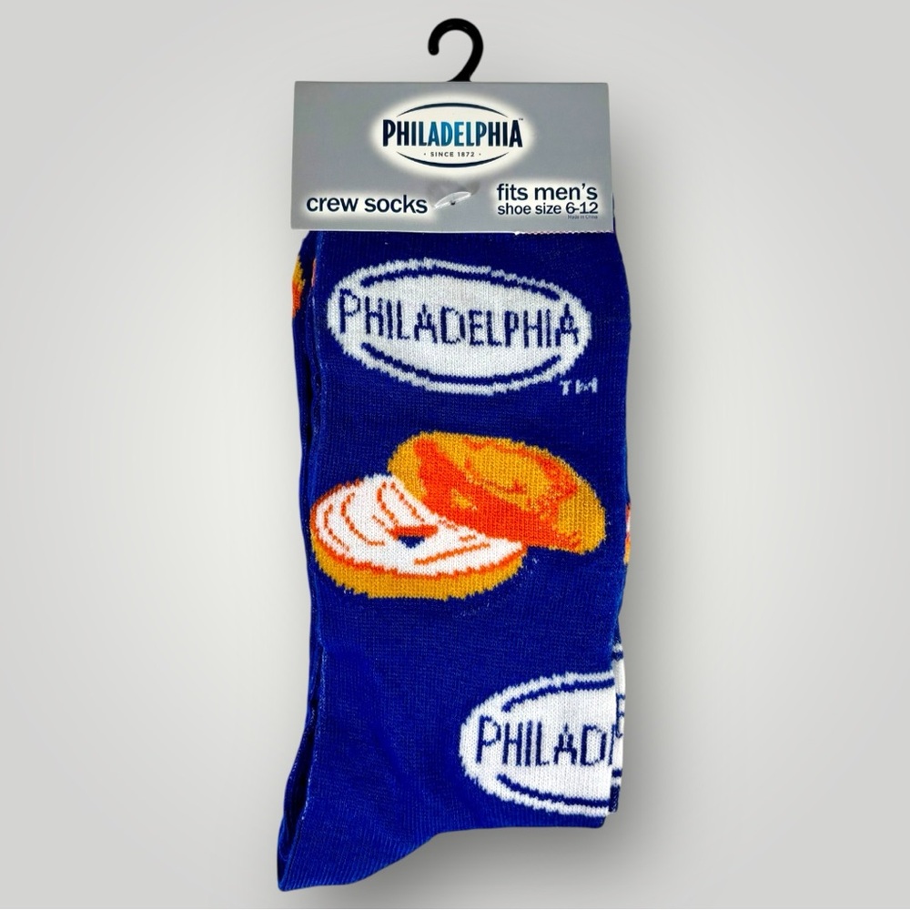 Philadelphia Cream Cheese Novelty Crew Socks 1 Pair Men's Shoe Size 6-12 NWT